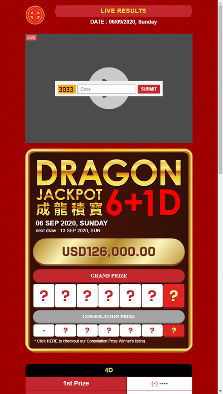 4d dragon lotto 4D Result