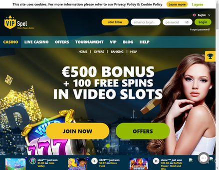 vipspel.com-Online Casino Games | Deposit Bonus of up to €500 + 100 FS | VIPSpel

