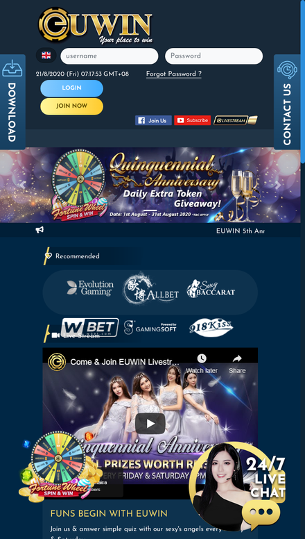 mobile view 
	Online Casino Singapore | Betting | Gambling | Slots - EUWIN
