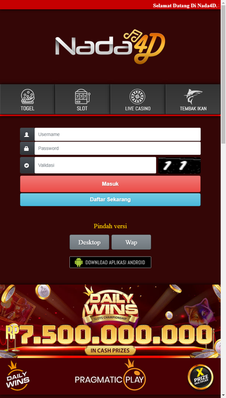 mobile view NADA4D Situs Judi Togel Dan Game Slot Online Terpercaya