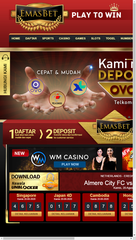 mobile view Agen Bola SBOBET, Maxbet, Judi Online, Togel Online & Live Casino EMASBET