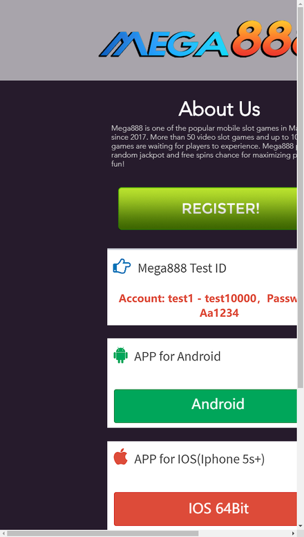 mobile view Mega888 IOS Download | Mega888 Game Register
