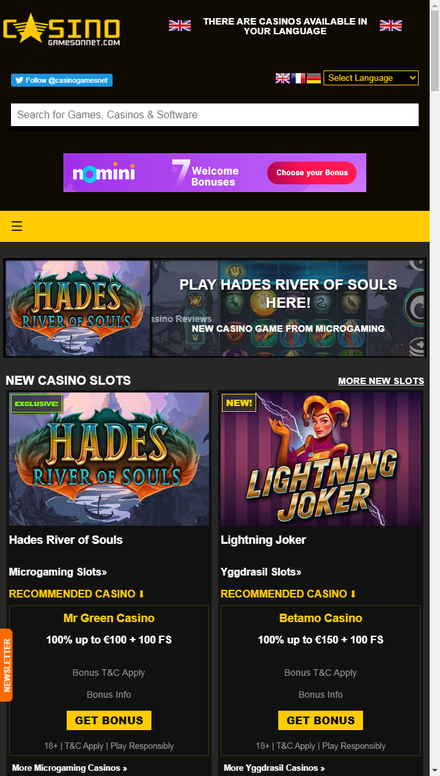 mobile view Free Slots & Casino Games | Online Casinos 2020 | CasinoGamesOnNet.com
