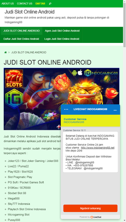 mobile view Judi Slot Online Android Deposit Pulsa via Indogaming 88