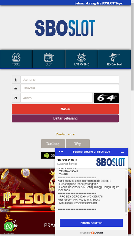 mobile view SBOSLOTKU Judi Slot Online | Bandar Togel Terpercaya | Casino Online