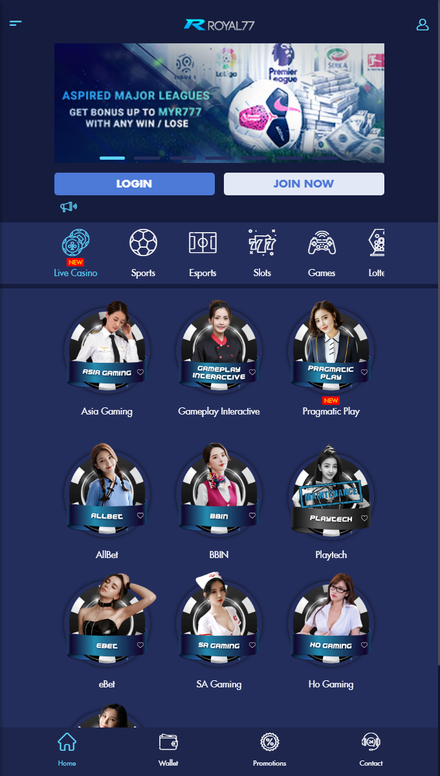 mobile view Online Casino Malaysia 2021, Slots, Live & Sports | Royal77