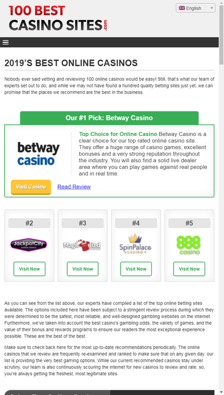 mobile view Best Online Casinos of 2019 - Top Rated Casino Sites