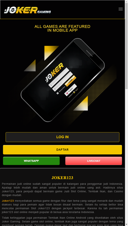 mobile view Joker123 - Situs Judi Joker Gaming - Login Joker123 Terbaru