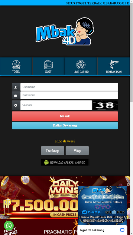mobile view MBAK4D Togel & Slot Online Terpercaya