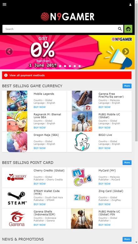 mobile view Buy Game Cards, Buy Game Currency & Buy Gift Card - ON9GAMER
