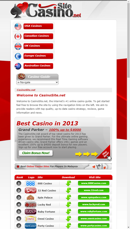 mobile view 

Casino Site | Best Internet Casinos Online At CasinoSite.net
