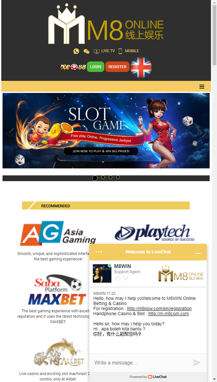 mobile view Top 10 Online Casino Singapore Sites 2023 - M8WinSG