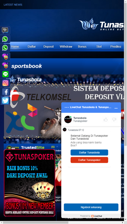 mobile view Tunasbola: Situs Taruhan Judi Bola Sbobet | Agen Sbobet88 Terpercaya
