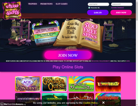 wizardslots.com-Online Slots - UK Slots Site - Up to 500 Free Spins